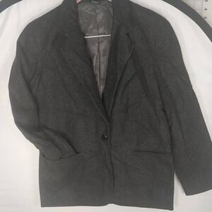 J. CREW Cashmere Wool Women's Blazer One Button Suit Jacket 2 Charcoal Black